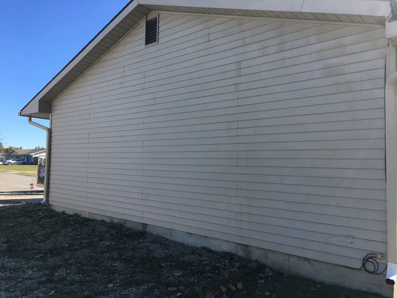 The same siding after soft washing